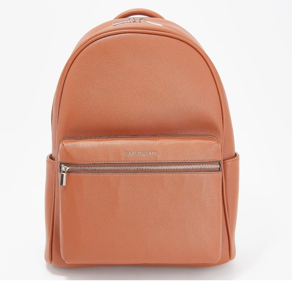 Isaac Mizrahi Handbags - ISAAC MIZRAHI LIVE! Faux Pebble Leather Backpack in Cognac
